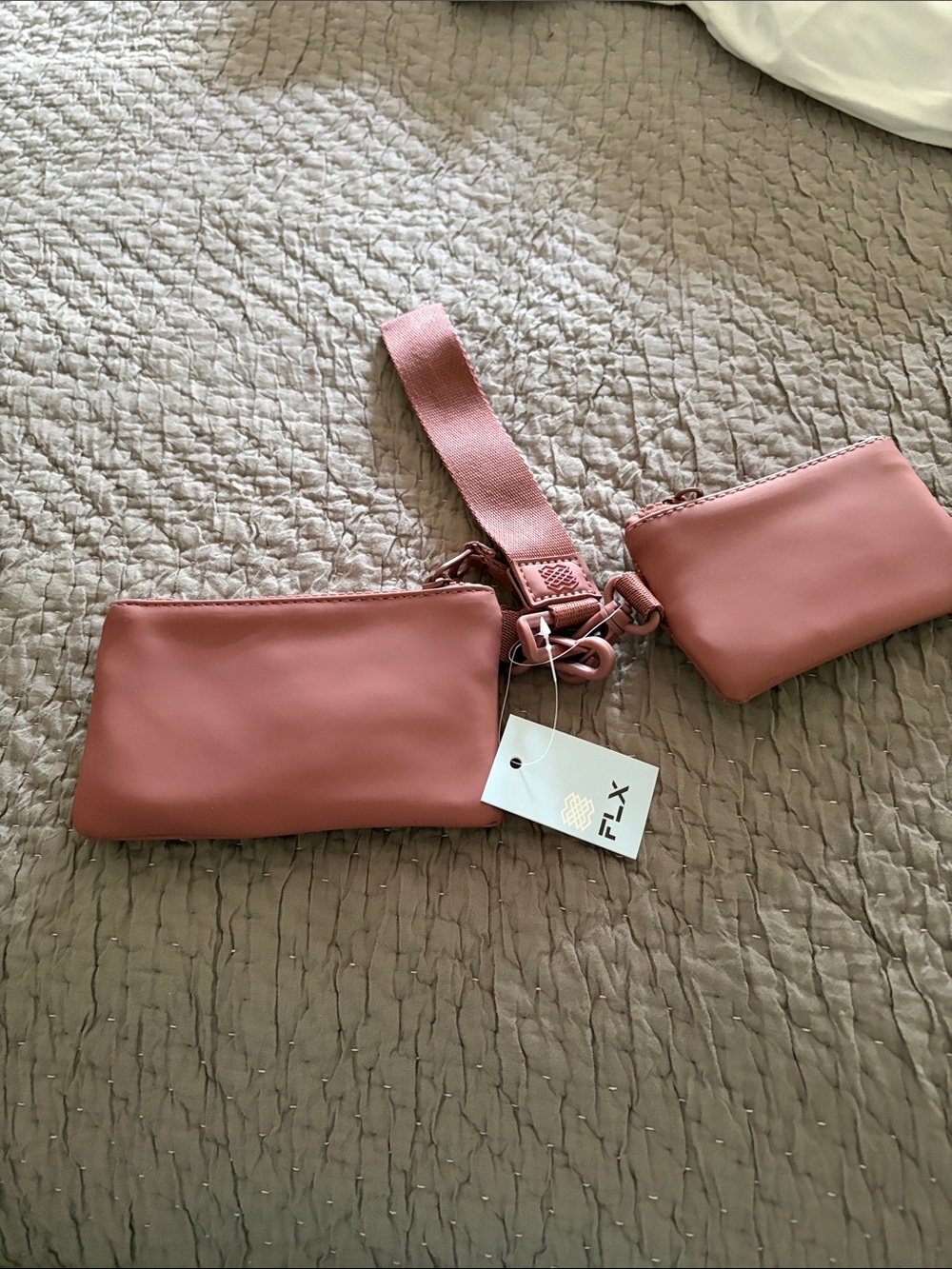 Faux-Leather Double Pouch Crossbody Bag - Dusty Rose